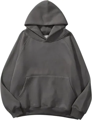 Hoodies for Women Oversized Hooded Sweatshirt Drop Shoulder Fall Fleece Lined Clothes with Pocket Causal Solid 2023 Outfits