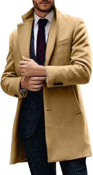 Jackets for Men Trench Coat Winter Wool Blend Oversized Warm Lapel Work Business Jacket Outerwear Jackets