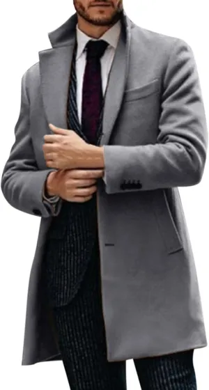 Jackets for Men Trench Coat Winter Wool Blend Oversized Warm Lapel Work Business Jacket Outerwear Jackets