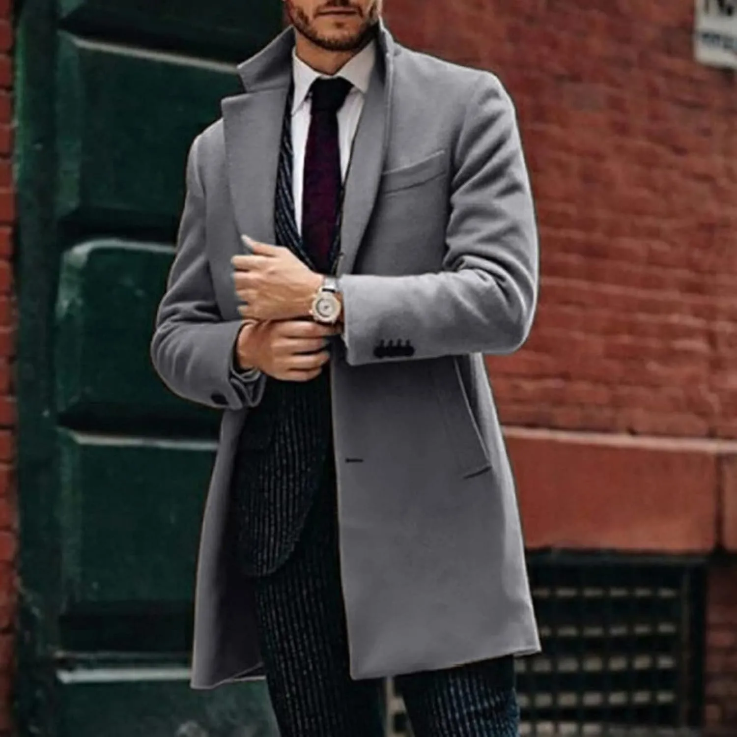 Jackets for Men Trench Coat Winter Wool Blend Oversized Warm Lapel Work Business Jacket Outerwear Jackets