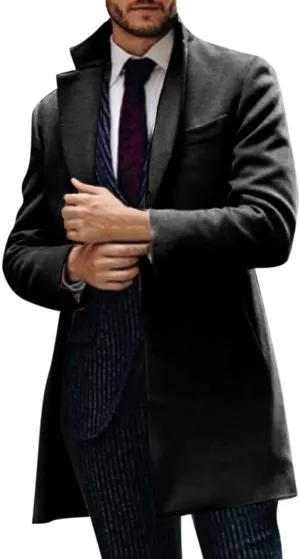 Jackets for Men Trench Coat Winter Wool Blend Oversized Warm Lapel Work Business Jacket Outerwear Jackets