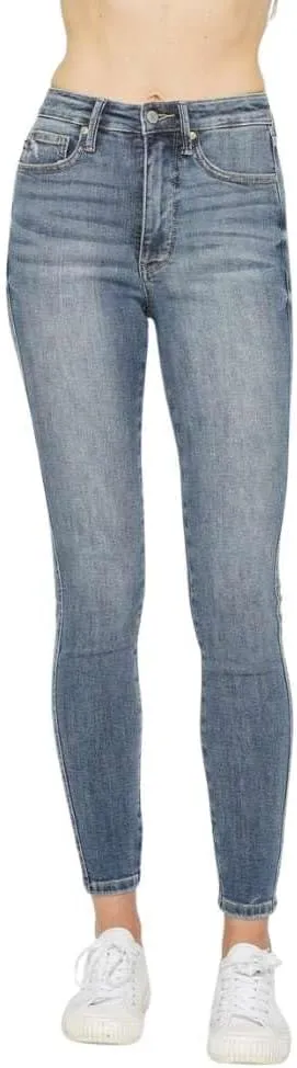 Judy Blue High Waist Tummy Control Contrast Wash Skinny Jeans for Women