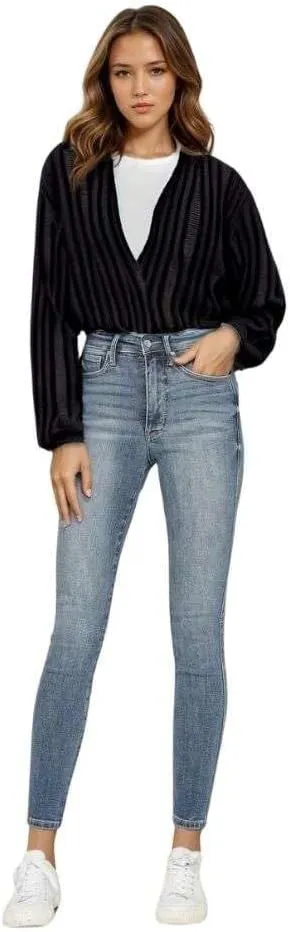 Judy Blue High Waist Tummy Control Contrast Wash Skinny Jeans for Women