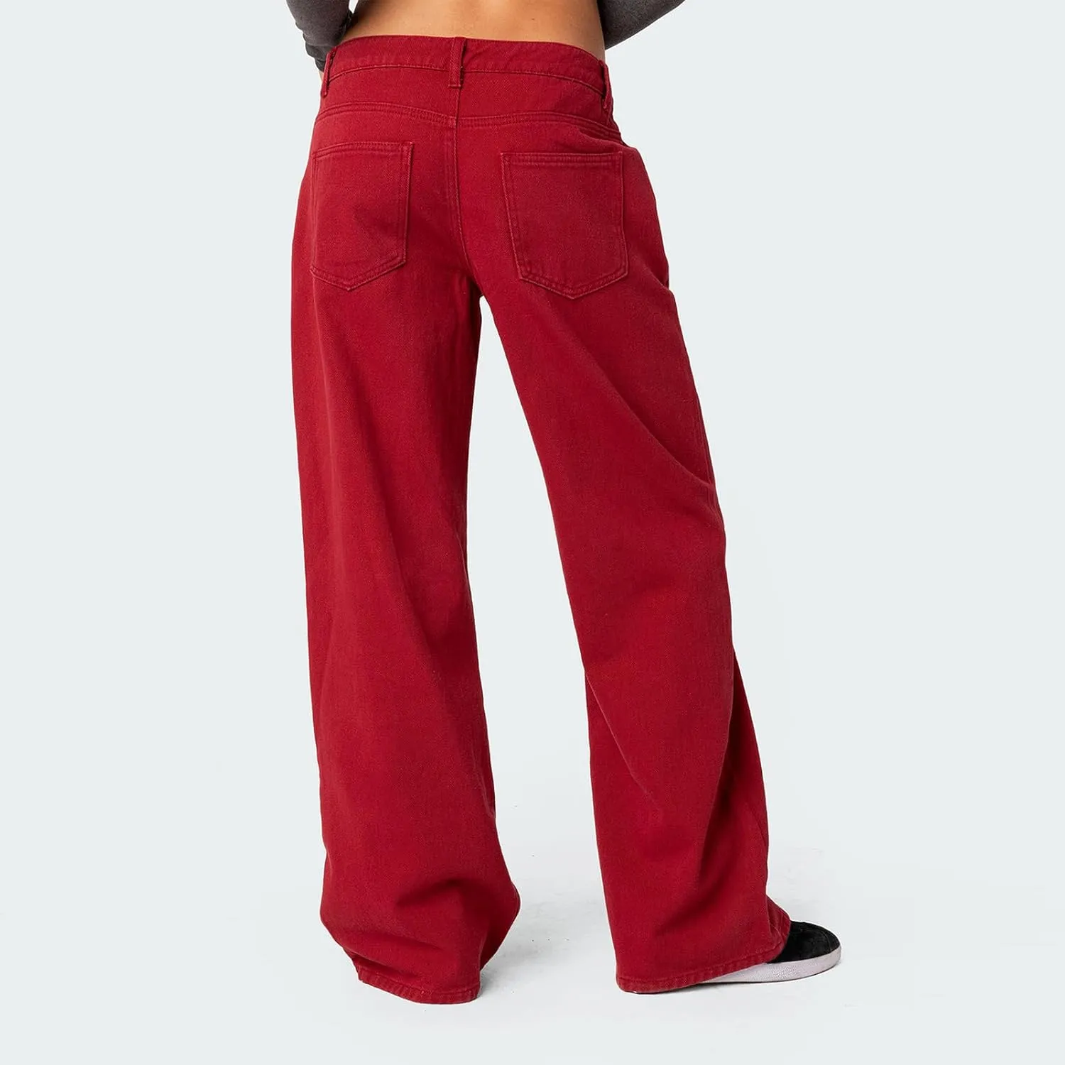 Karwuiio Baggy Jeans for Woman Y2k Wide Leg Low Rise Denim Jeans Casual Straight Leg Loose Jeans Trousers
