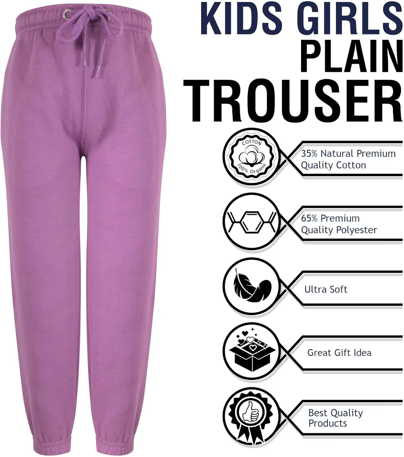 Kids Boys Girls Joggers Jogging Pants Trackie Bottom Fleece Casual Trouser 2-13Y