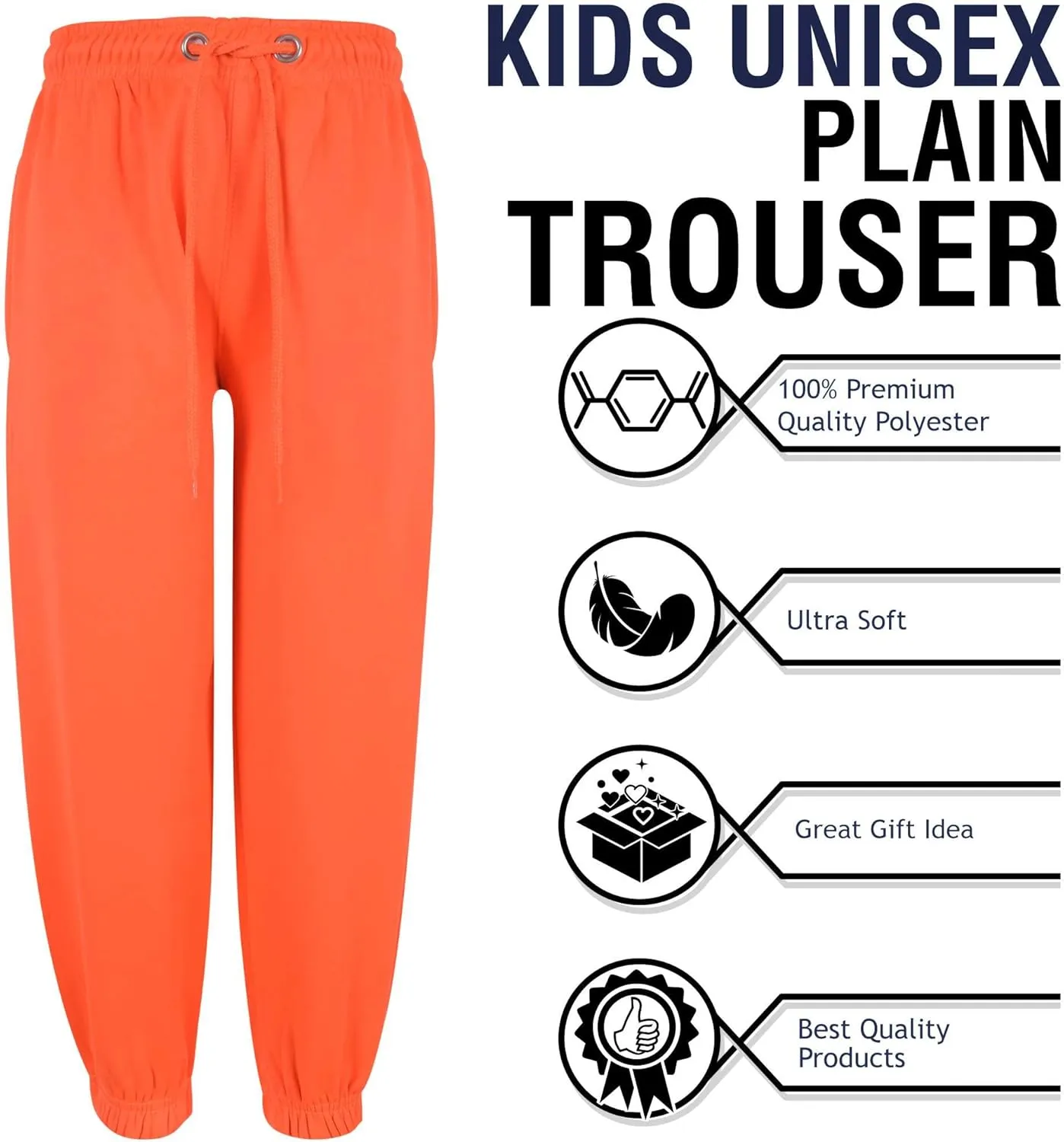 Kids Boys Girls Joggers Jogging Pants Trackie Bottom Fleece Casual Trouser 2-13Y