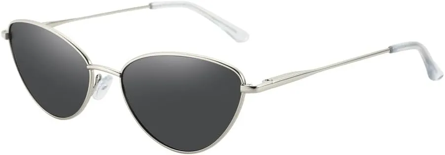 Ladies Vintage Small Cat Eye Sunglasses Fashion Narrow Metal Frame