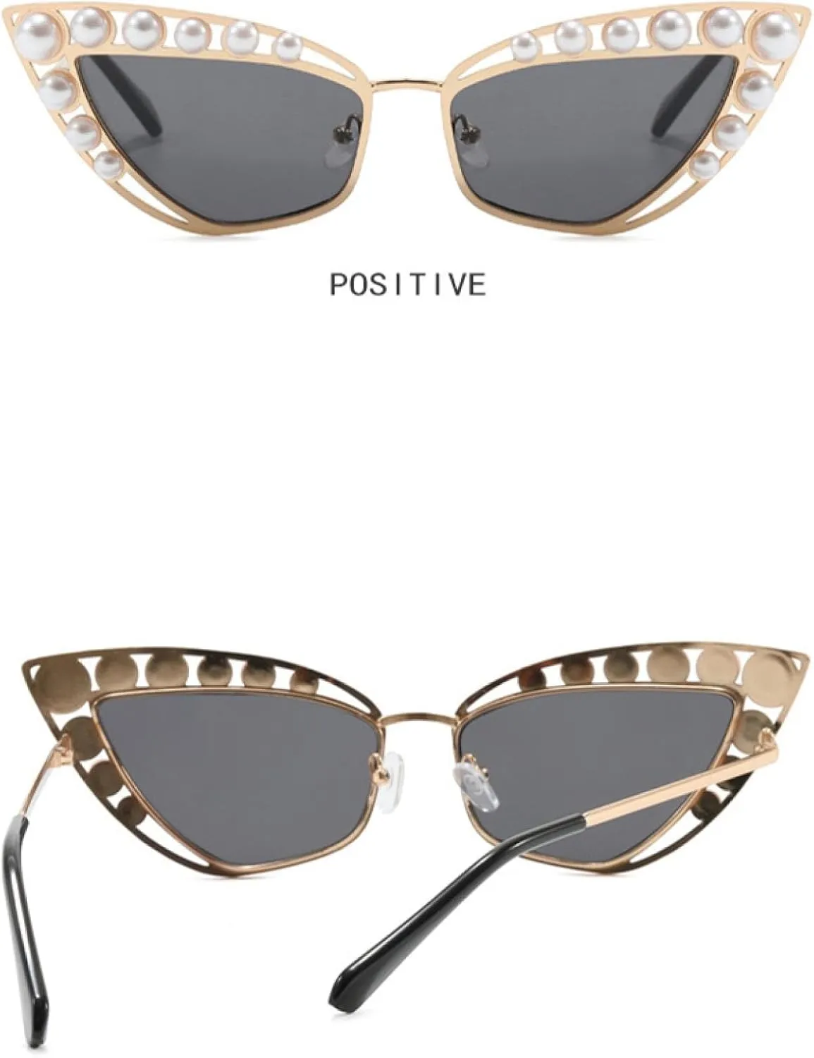 Luxury Fashion Pearl Metal Frame Cat Eye Sunglasses for Women Trendy Women Sun Glasses