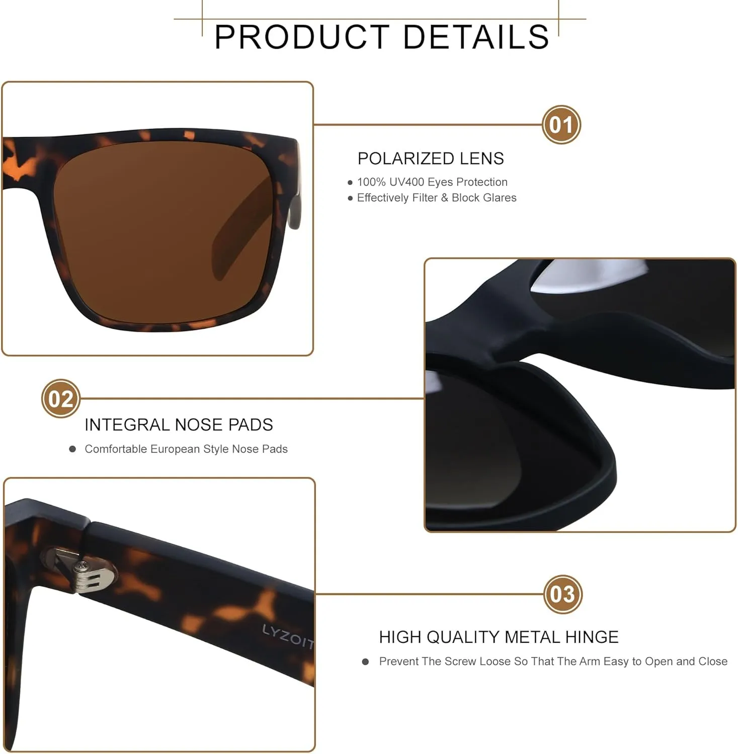 LYZOIT Extra Large Sunglasses for Big Wide Heads Mens Polarized XL Oversized Square Sun Glasses