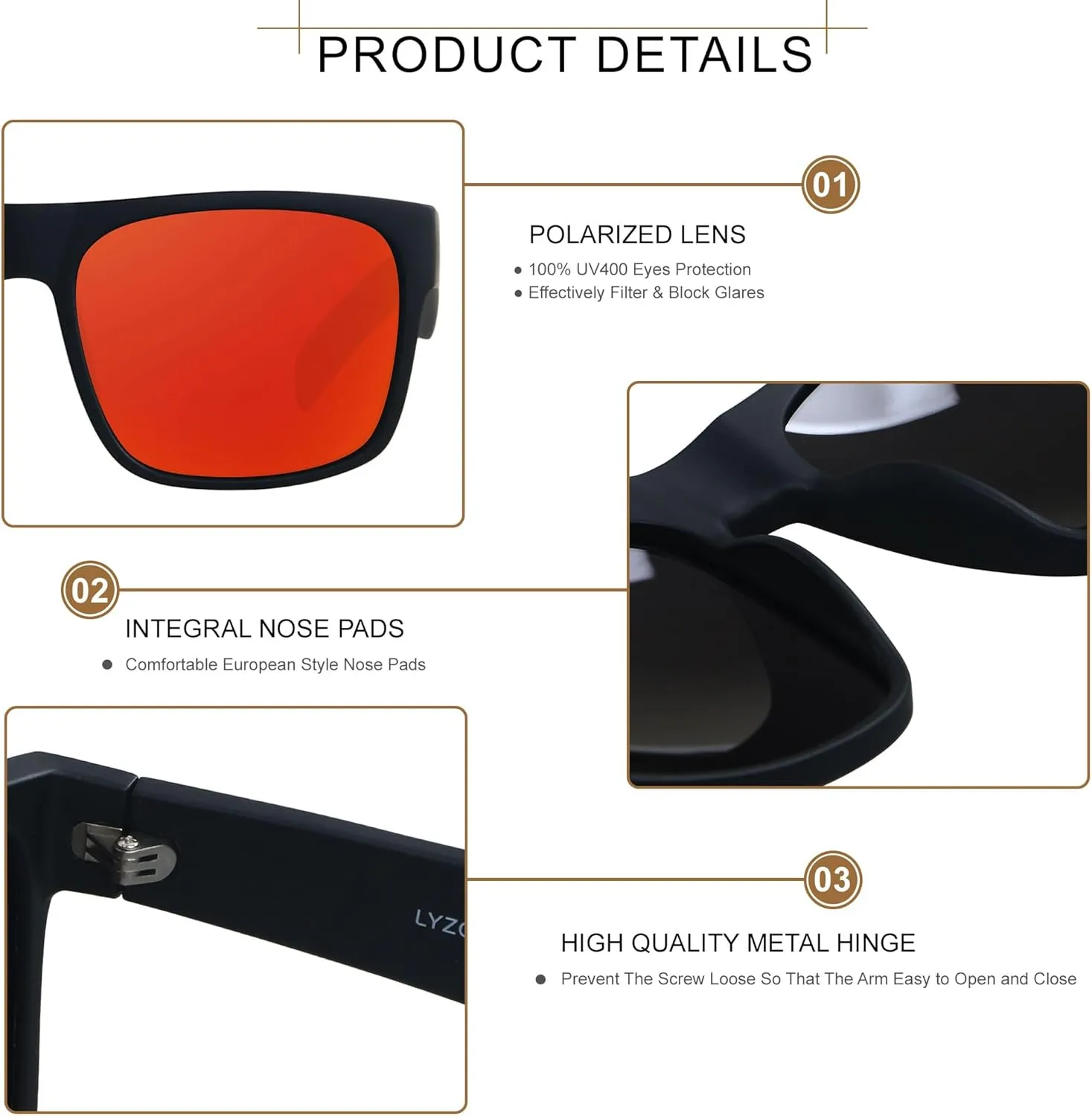 LYZOIT Extra Large Sunglasses for Big Wide Heads Mens Polarized XL Oversized Square Sun Glasses