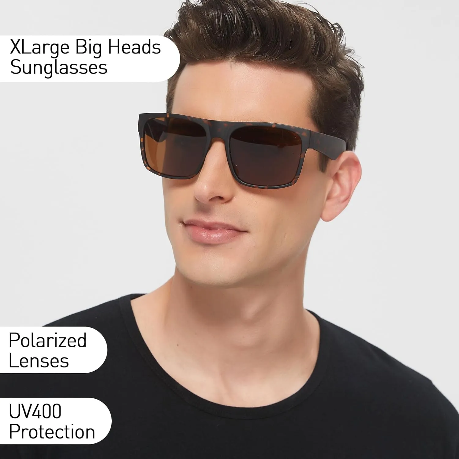 LYZOIT Extra Large Sunglasses for Big Wide Heads Mens Polarized XL Oversized Square Sun Glasses