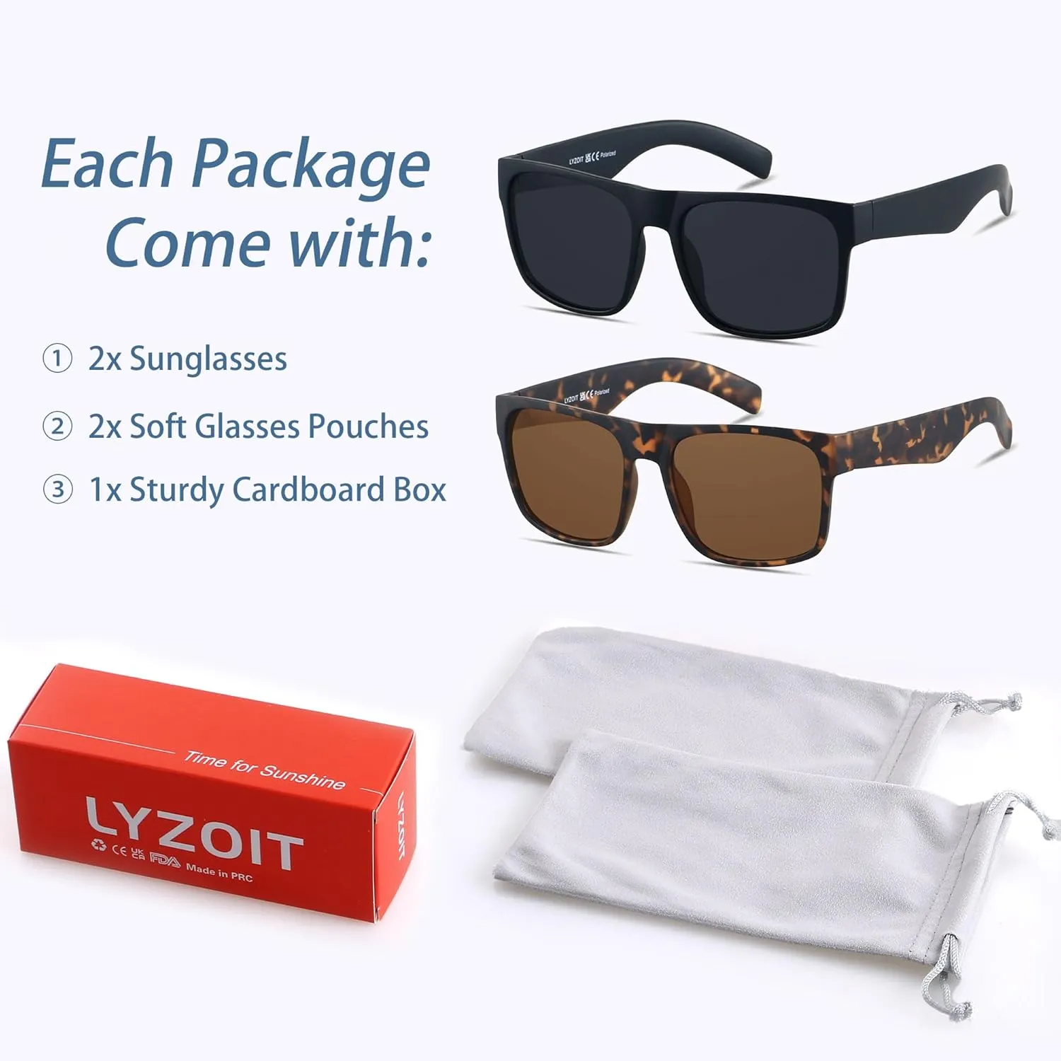 LYZOIT Extra Large Sunglasses for Big Wide Heads Mens Polarized XL Oversized Square Sun Glasses