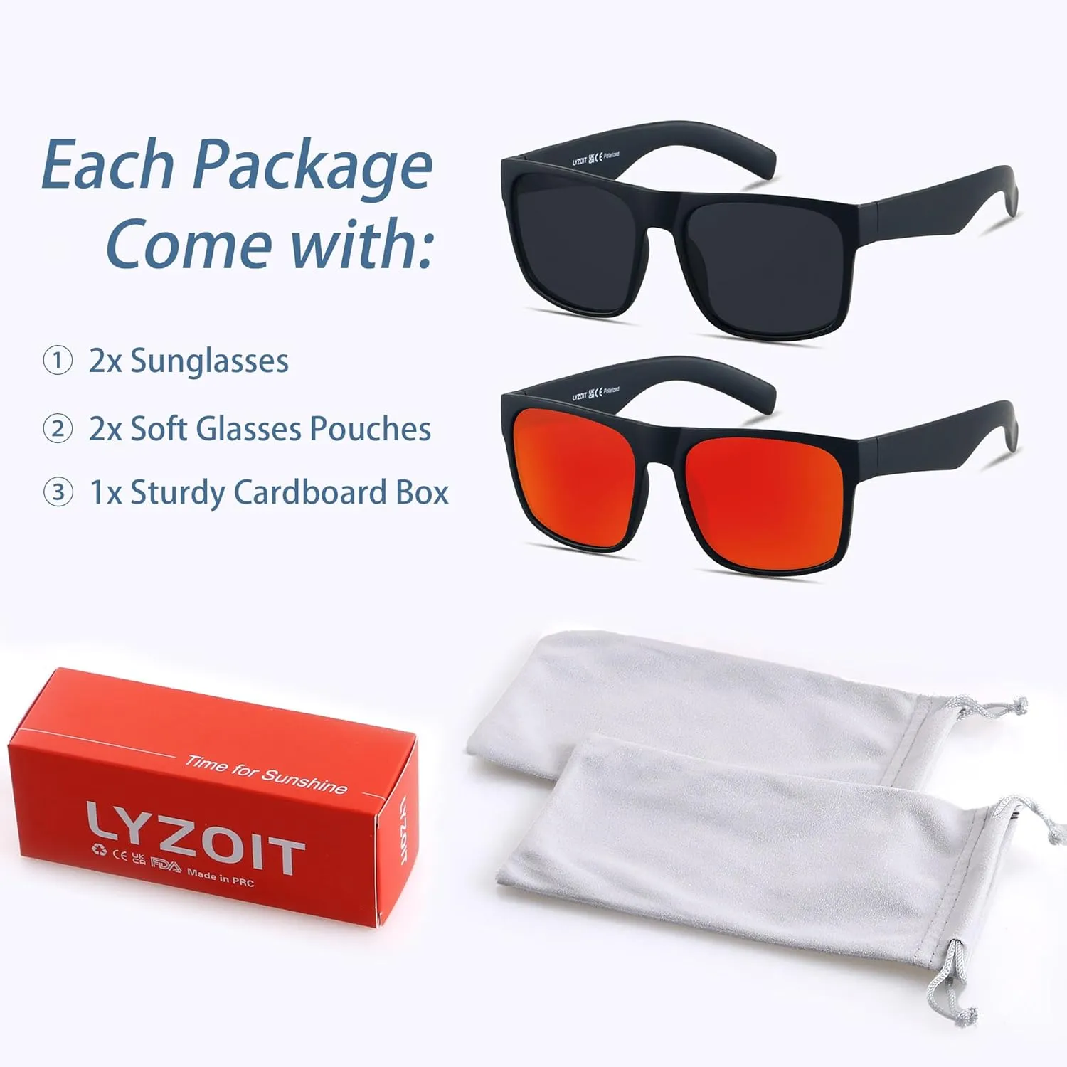 LYZOIT Extra Large Sunglasses for Big Wide Heads Mens Polarized XL Oversized Square Sun Glasses