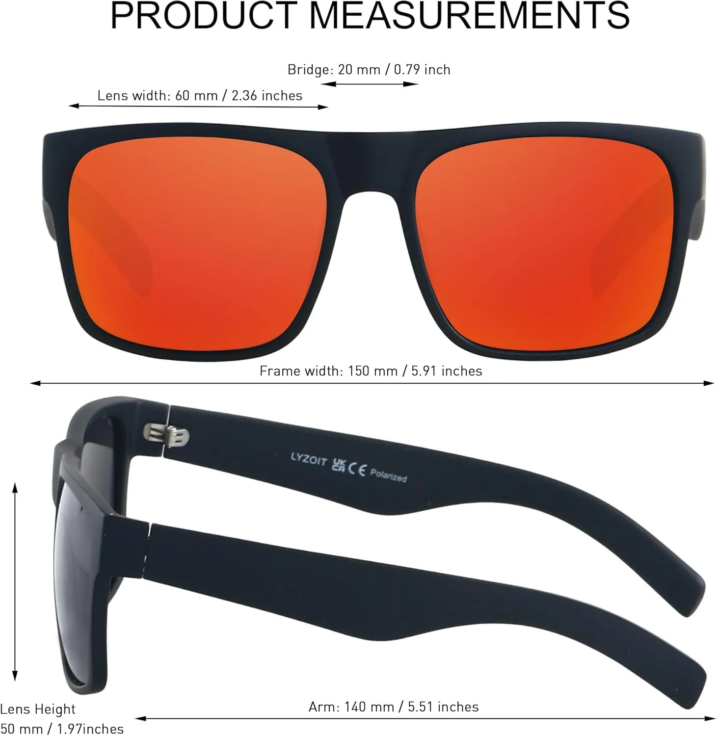 LYZOIT Extra Large Sunglasses for Big Wide Heads Mens Polarized XL Oversized Square Sun Glasses