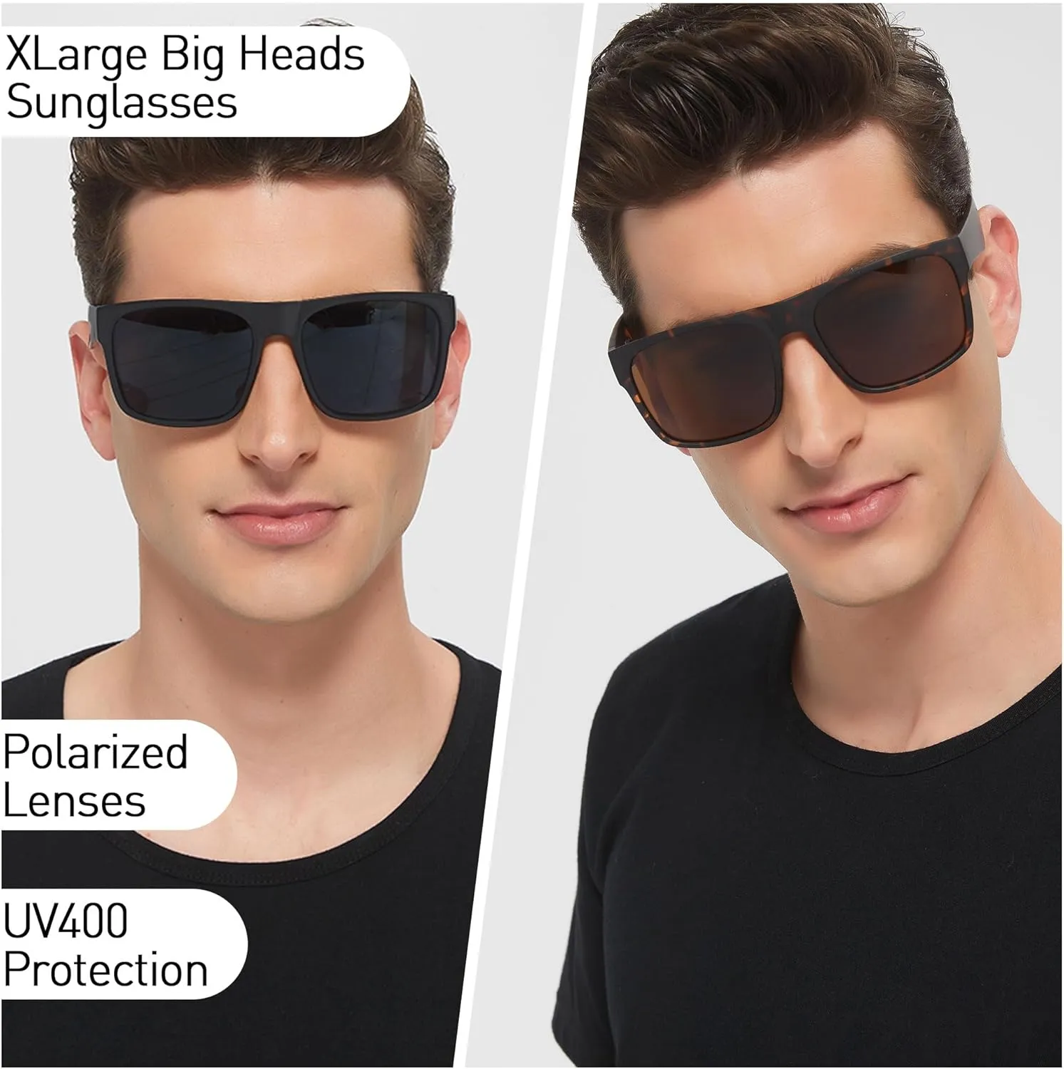 LYZOIT Extra Large Sunglasses for Big Wide Heads Mens Polarized XL Oversized Square Sun Glasses
