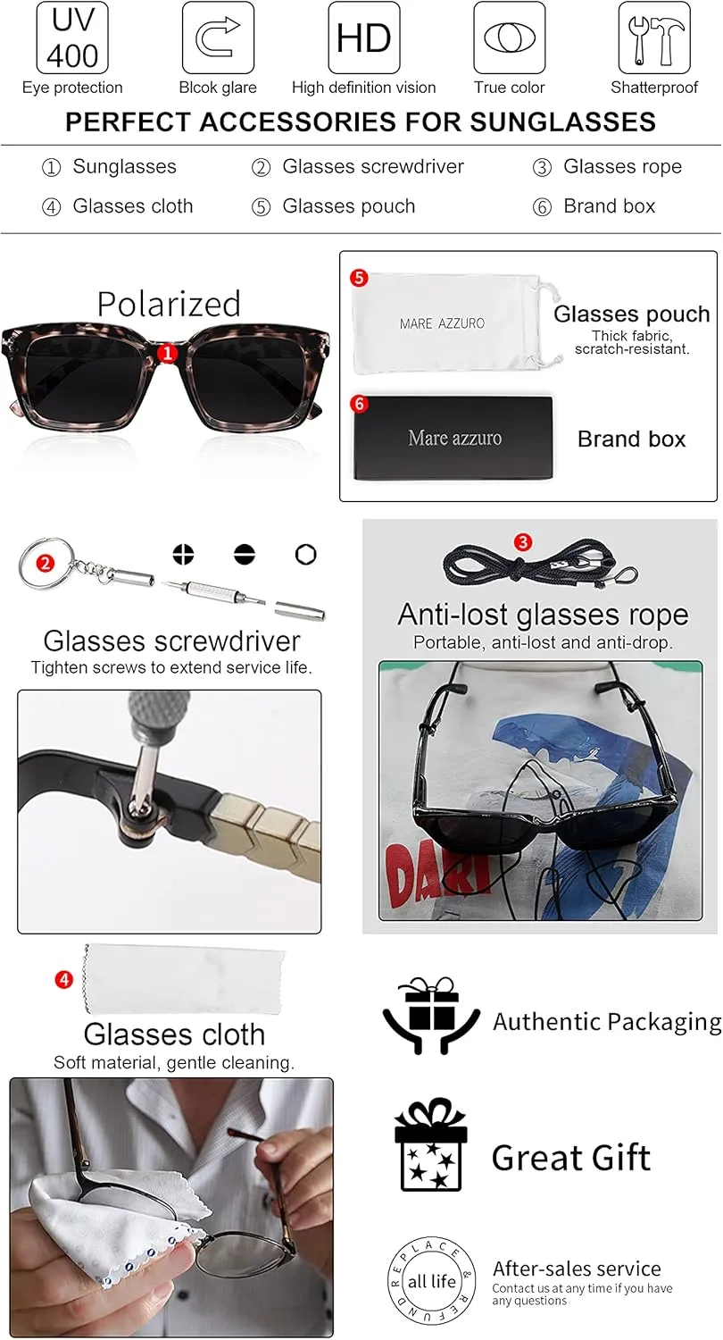 MARE AZZURO Oversized Polarized Sunglasses Women Men Driving Fishing Sports Sun Glasses UV400 Protection Party Beach Sunnies