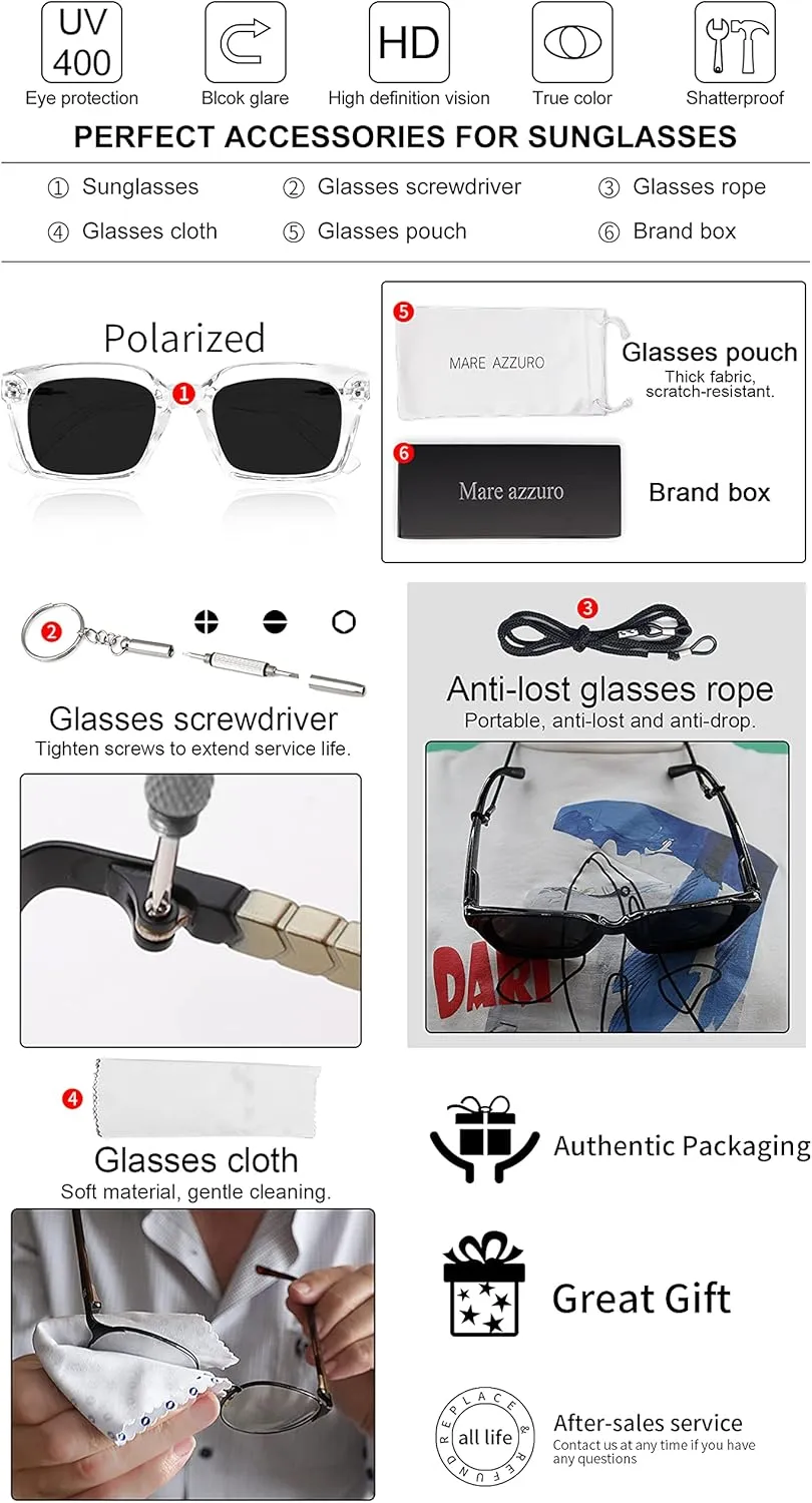 MARE AZZURO Oversized Polarized Sunglasses Women Men Driving Fishing Sports Sun Glasses UV400 Protection Party Beach Sunnies