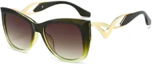 MAVKA STORE Women’s Cat Eye Sunglasses | Elegant Green Shades with Metal Frame & Brown Lenses | Trendy Retro Fashion Eyewear Style with UV400 Protection | Complete Set Case, Bag, Cloth & Screwdriver