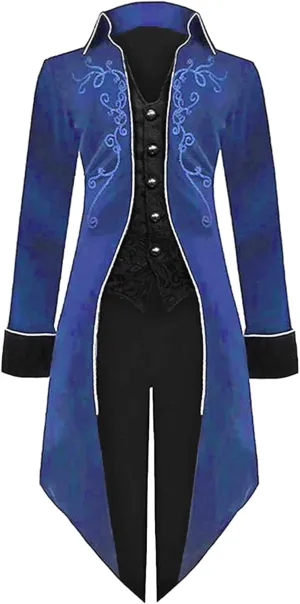 Medieval Steampunk Tailcoat Halloween Costumes for Men Renaissance Pirate Vampire Gothic Jackets Retro Frock Coat