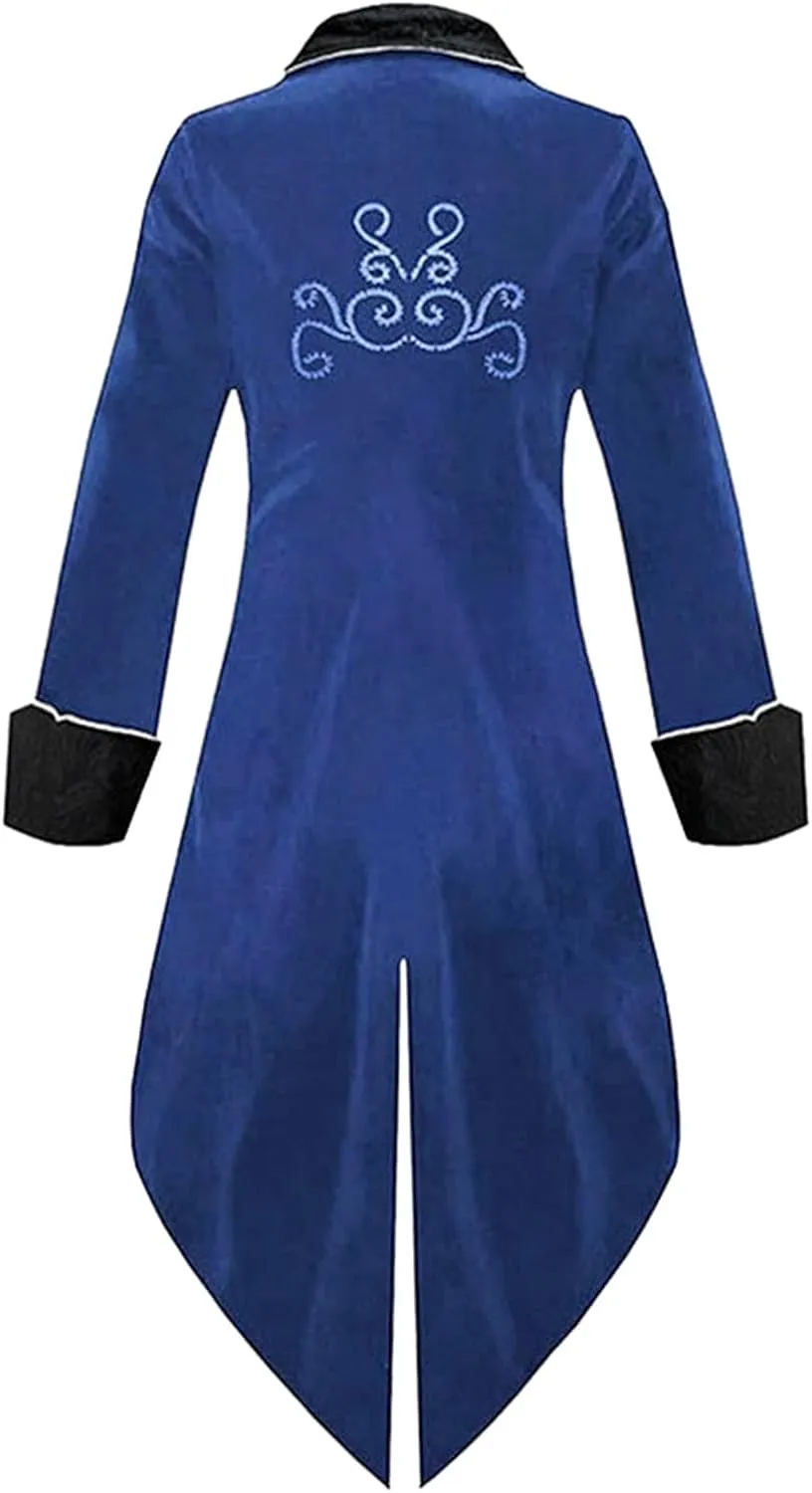 Medieval Steampunk Tailcoat Halloween Costumes for Men Renaissance Pirate Vampire Gothic Jackets Retro Frock Coat