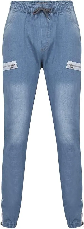 Men Slim Zipper Denim Jeans Pants Pure Colour Jean with Zipper Pockets Jean Trouser Solid Fashion Straight Leg Jeans