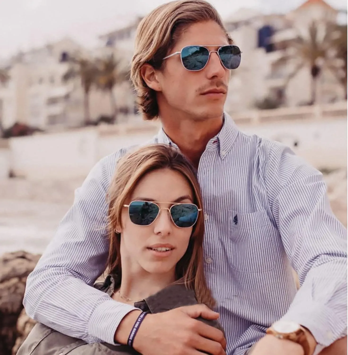 Men's Aviator Sunglasses American Army Military Pilot Polarized Sunglasses Bayonet Temples