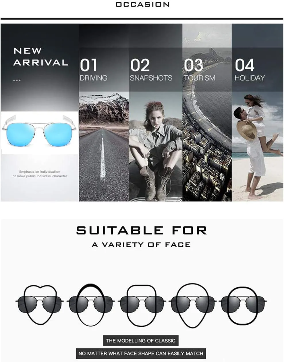Men's Aviator Sunglasses American Army Military Pilot Polarized Sunglasses Bayonet Temples