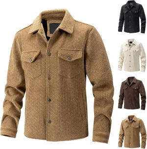 Men's Casual Big and Tall Corduroy Trucker Jacket Vintage Long-Sleeve Button Up Lapel Winter Coat Comfy Casual Slim Fit Shirt