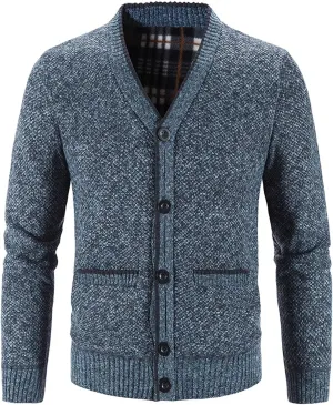 Men's Casual Cardigan Sweater Jacket Long Sleeve V Neck Button Down Mens Knitwear with Pockets Fall Winter Casual Top