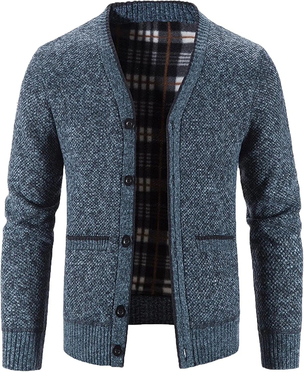 Men's Casual Cardigan Sweater Jacket Long Sleeve V Neck Button Down Mens Knitwear with Pockets Fall Winter Casual Top