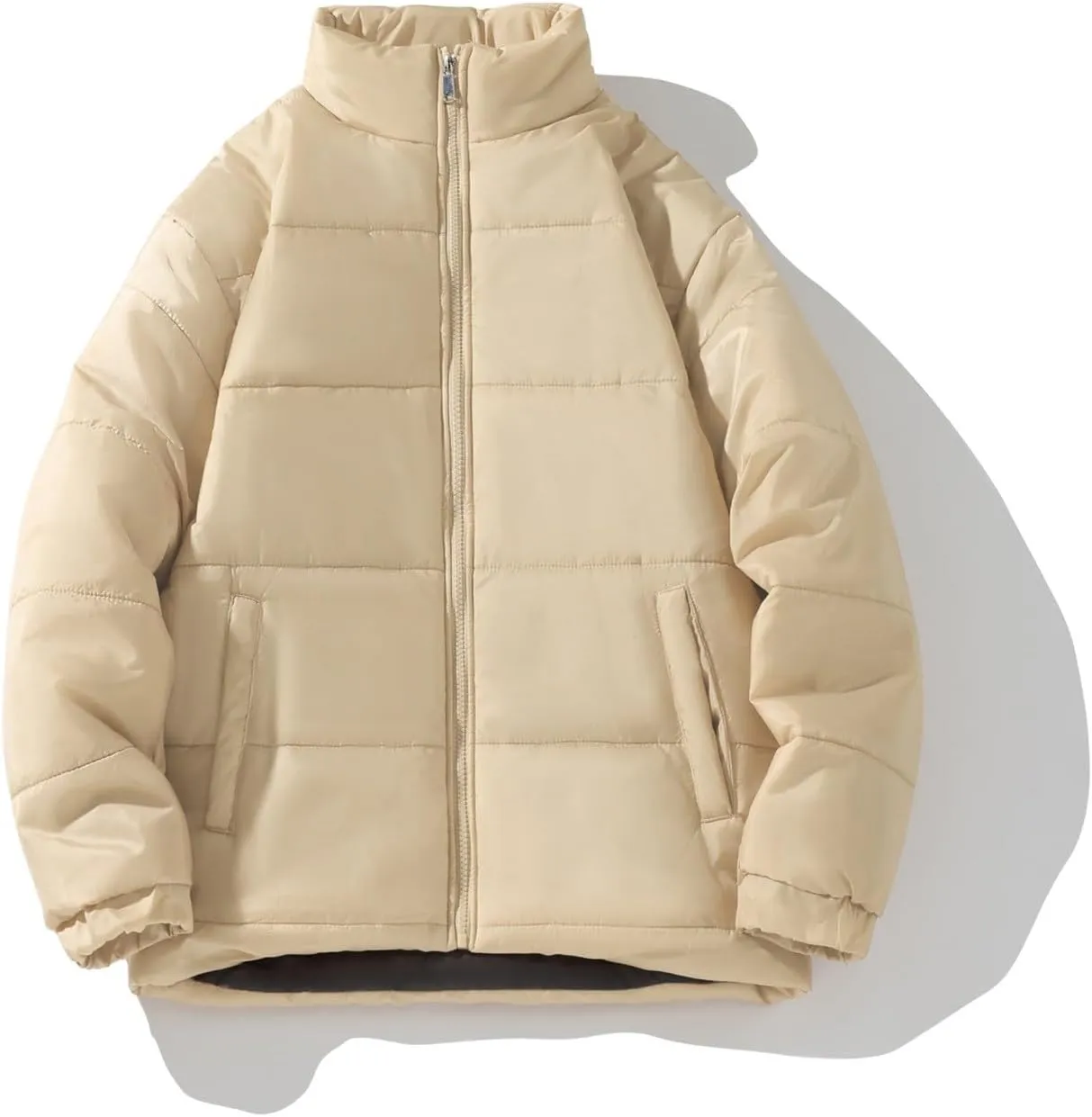 Men's Color Block Padded Quilted Flight Bomber Jacket Lightweight Packable Warm Winter Coat Cotton Jacket Outerwear