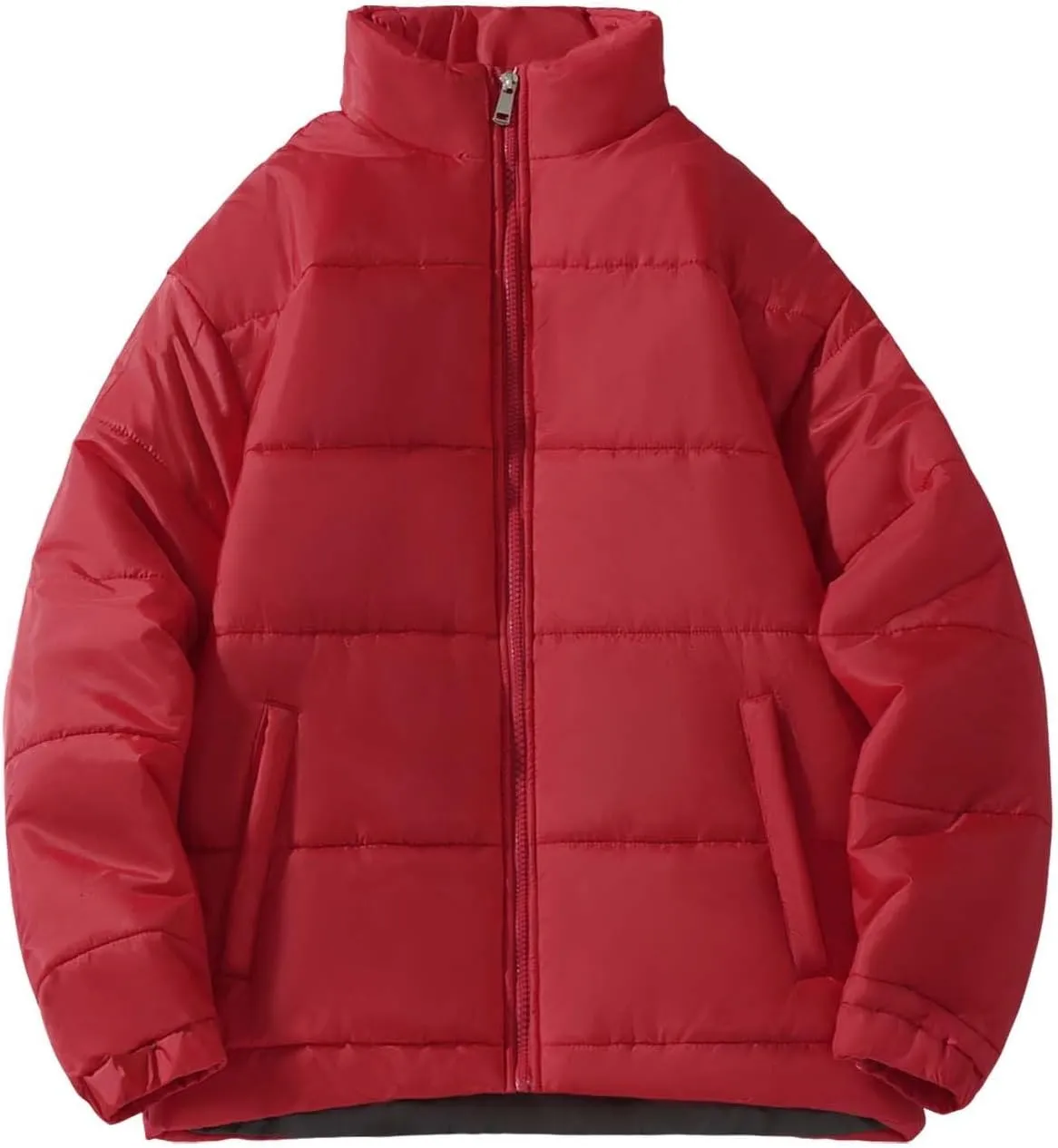 Men's Color Block Padded Quilted Flight Bomber Jacket Lightweight Packable Warm Winter Coat Cotton Jacket Outerwear