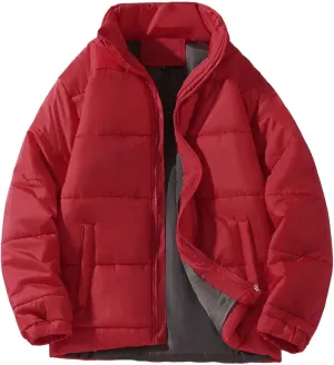Men's Color Block Padded Quilted Flight Bomber Jacket Lightweight Packable Warm Winter Coat Cotton Jacket Outerwear
