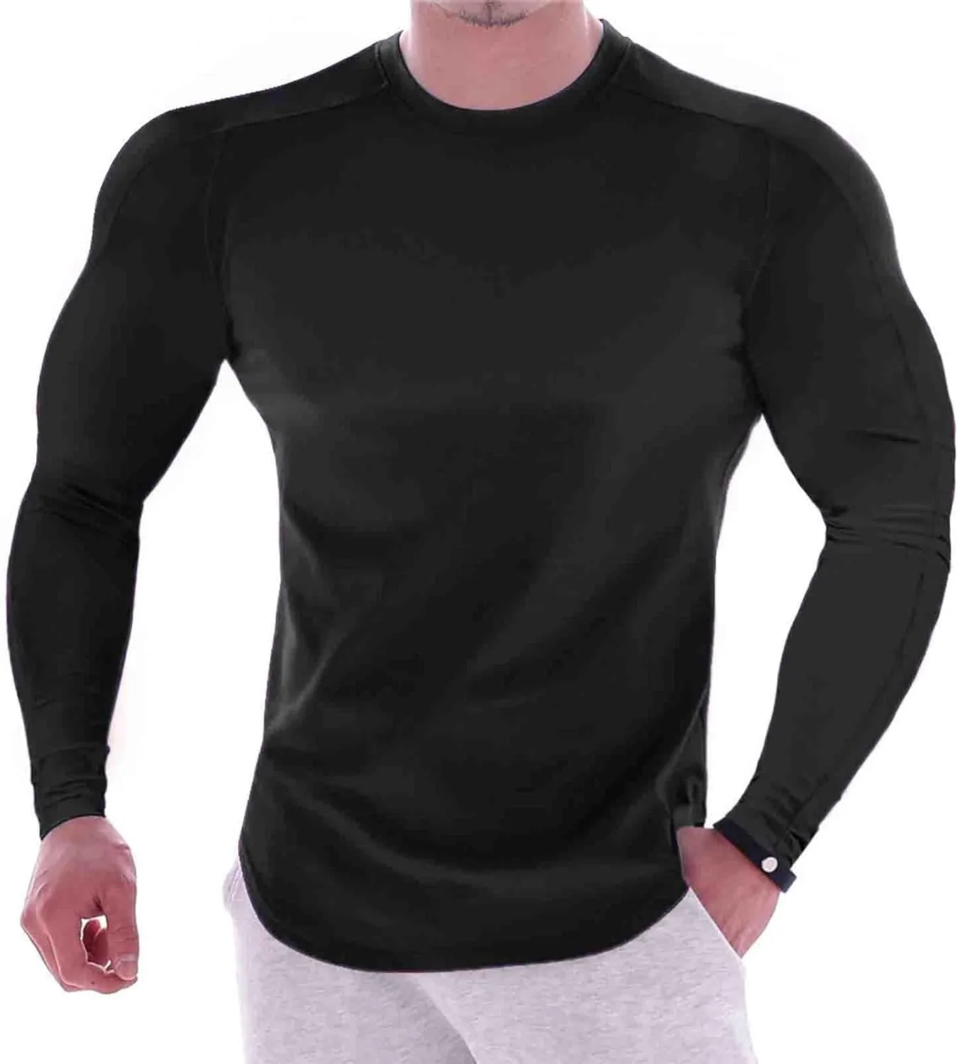 Men's Cool Dry Compression Shirts Long Sleeve Sports Baselayer T-Shirts Tops Gym Athletic Workout Bodybuilding Shirt