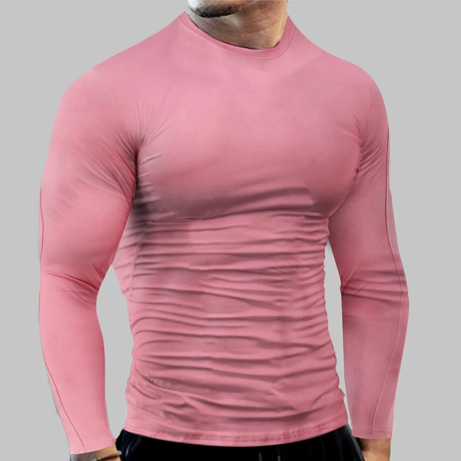 Men's Cool Dry Compression Shirts Long Sleeve Sports Baselayer T-Shirts Tops Gym Athletic Workout Bodybuilding Shirt