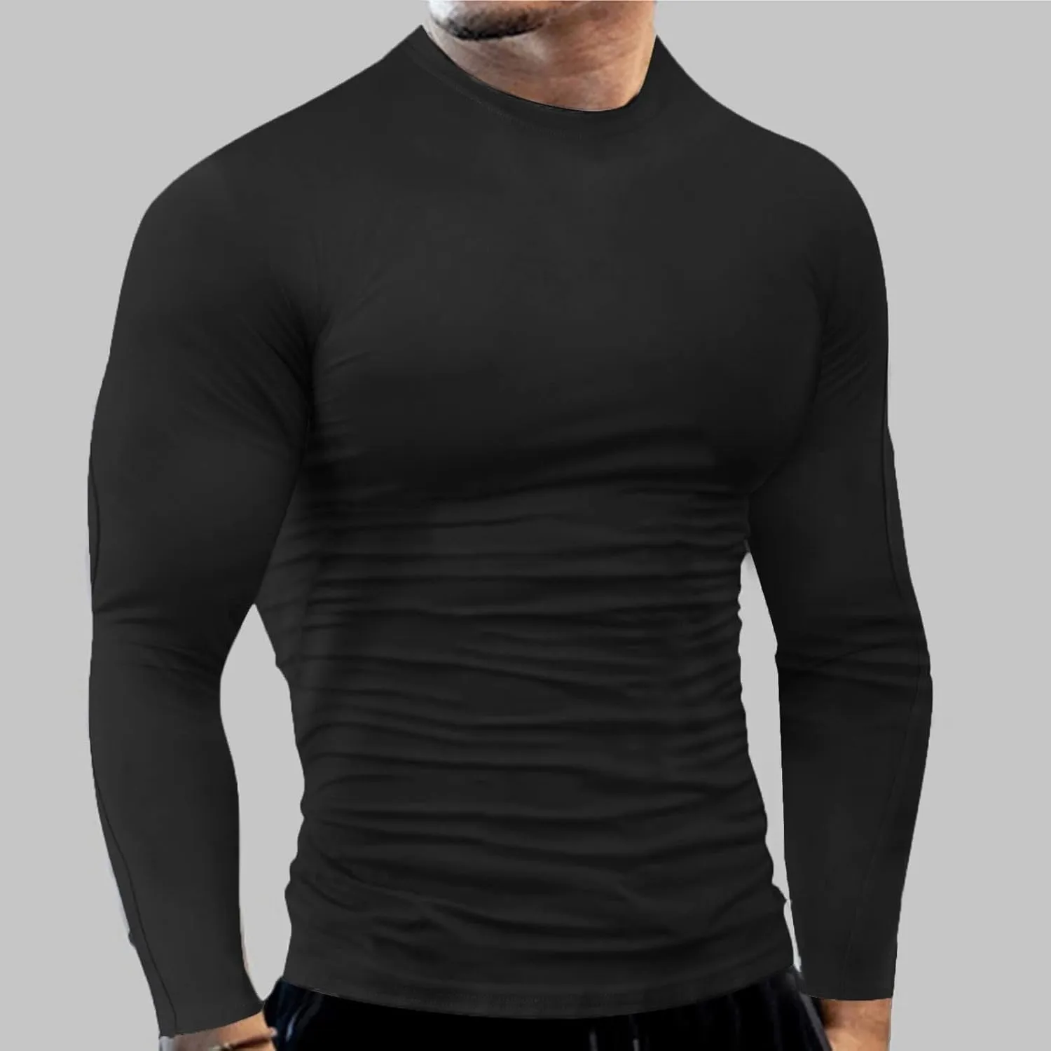 Men's Cool Dry Compression Shirts Long Sleeve Sports Baselayer T-Shirts Tops Gym Athletic Workout Bodybuilding Shirt