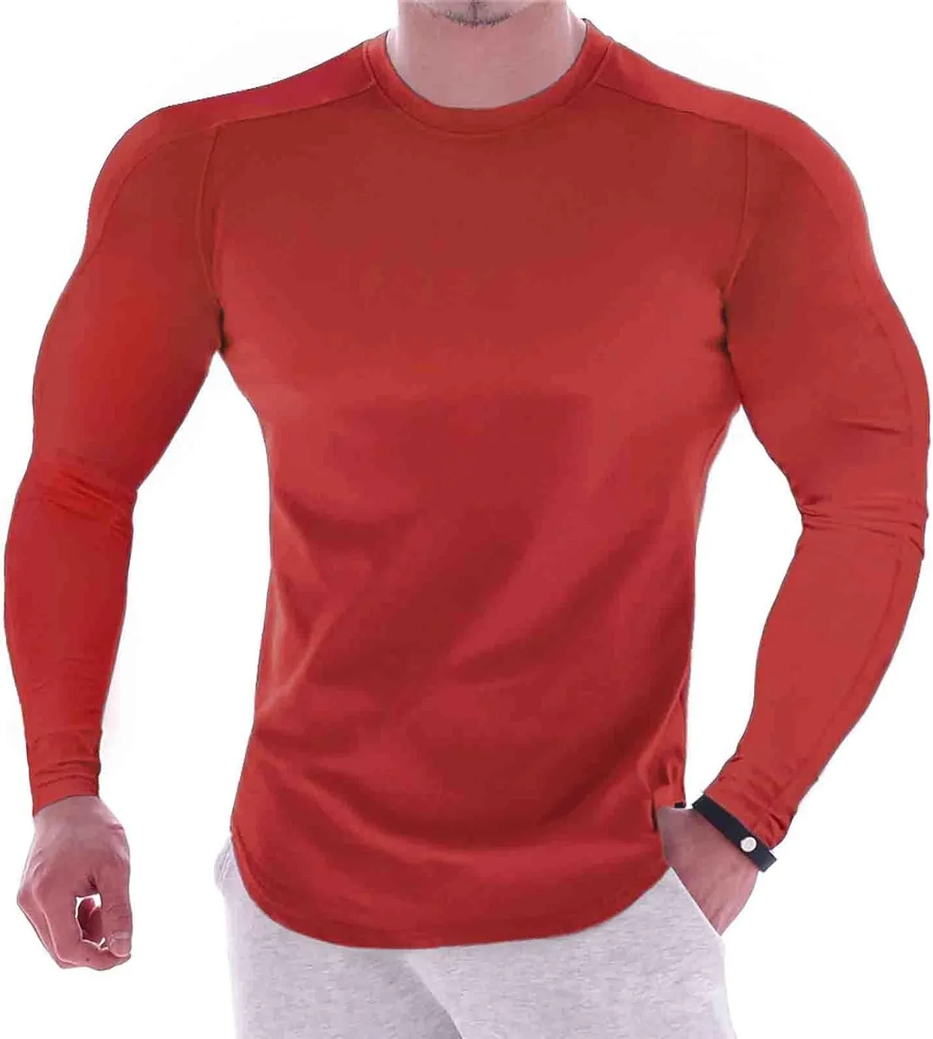 Men's Cool Dry Compression Shirts Long Sleeve Sports Baselayer T-Shirts Tops Gym Athletic Workout Bodybuilding Shirt
