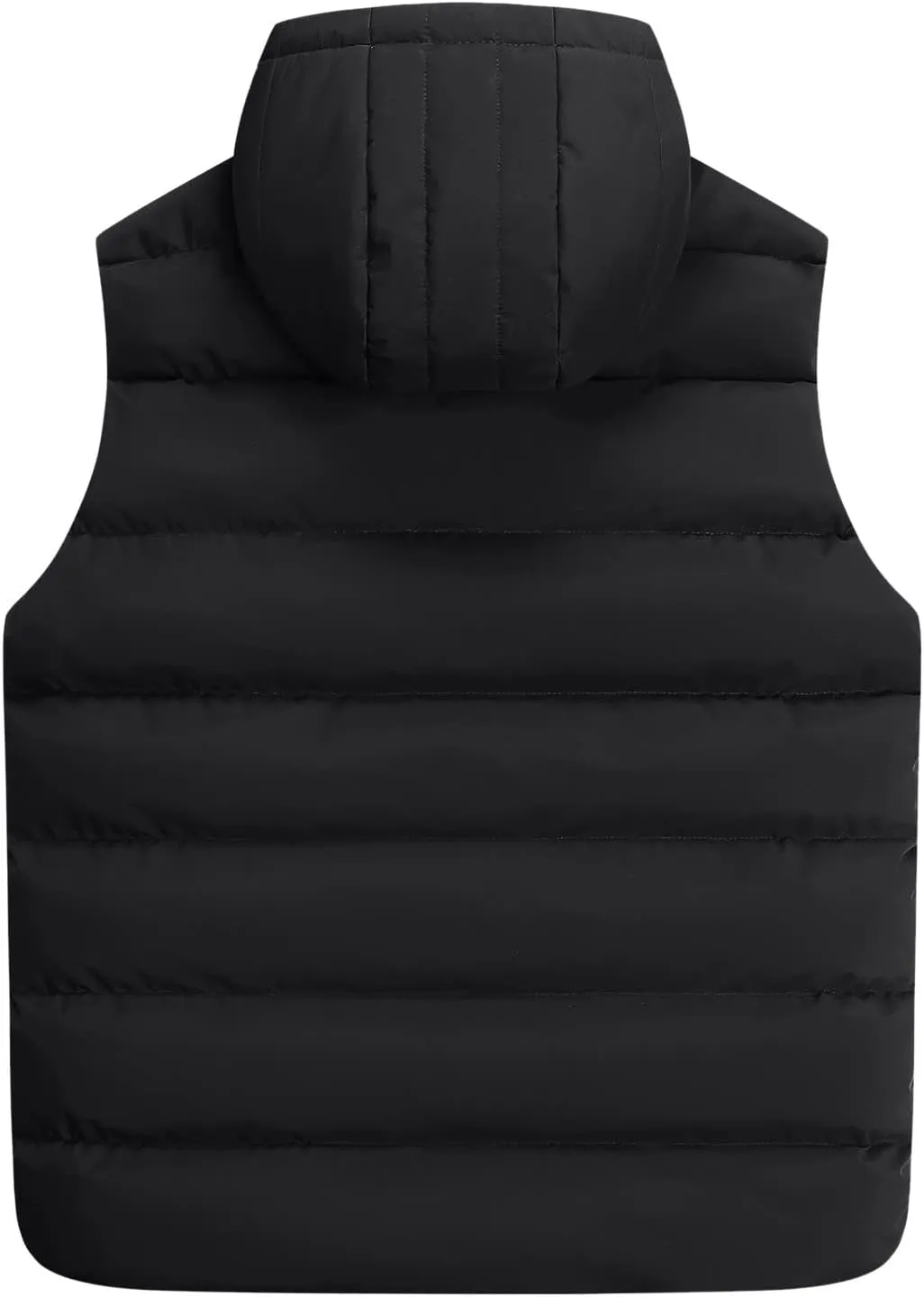 Men's Down Puffer Vest Jacket Removable Hood Fleece Lined Softshell Windproof Sleeveless Jacket Hiking Causal Vest
