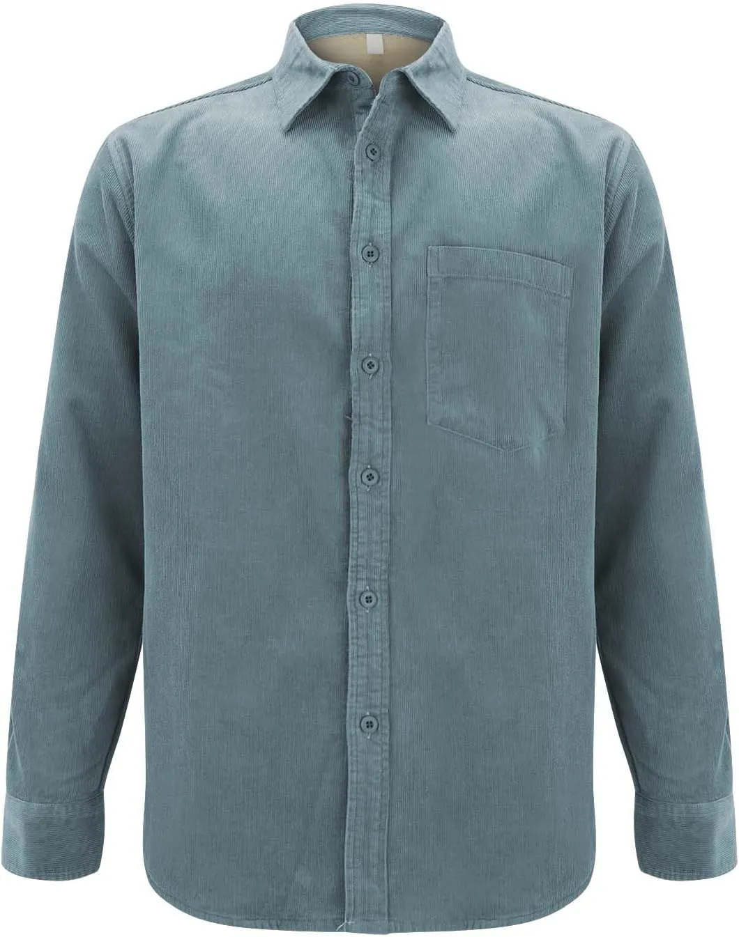 Mens Fleece Lined Corduroy Shirt Long Sleeve Button Down Sweatshirt Plus Size Textured Pullover Winter Thermal Jacket
