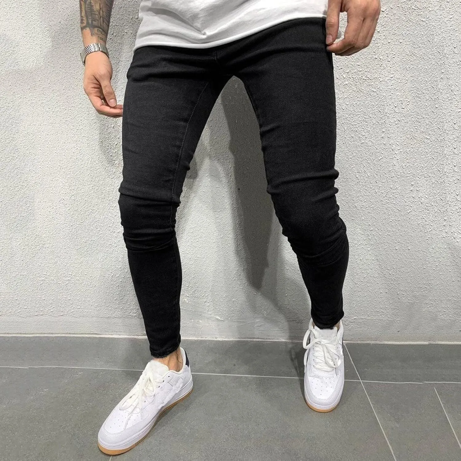 Men's Jeans Slim Fit Stretch Jeans Ripped Skinny Jeans for Men, Distressed Straight Leg Fashion Comfort Flex Waist Pants