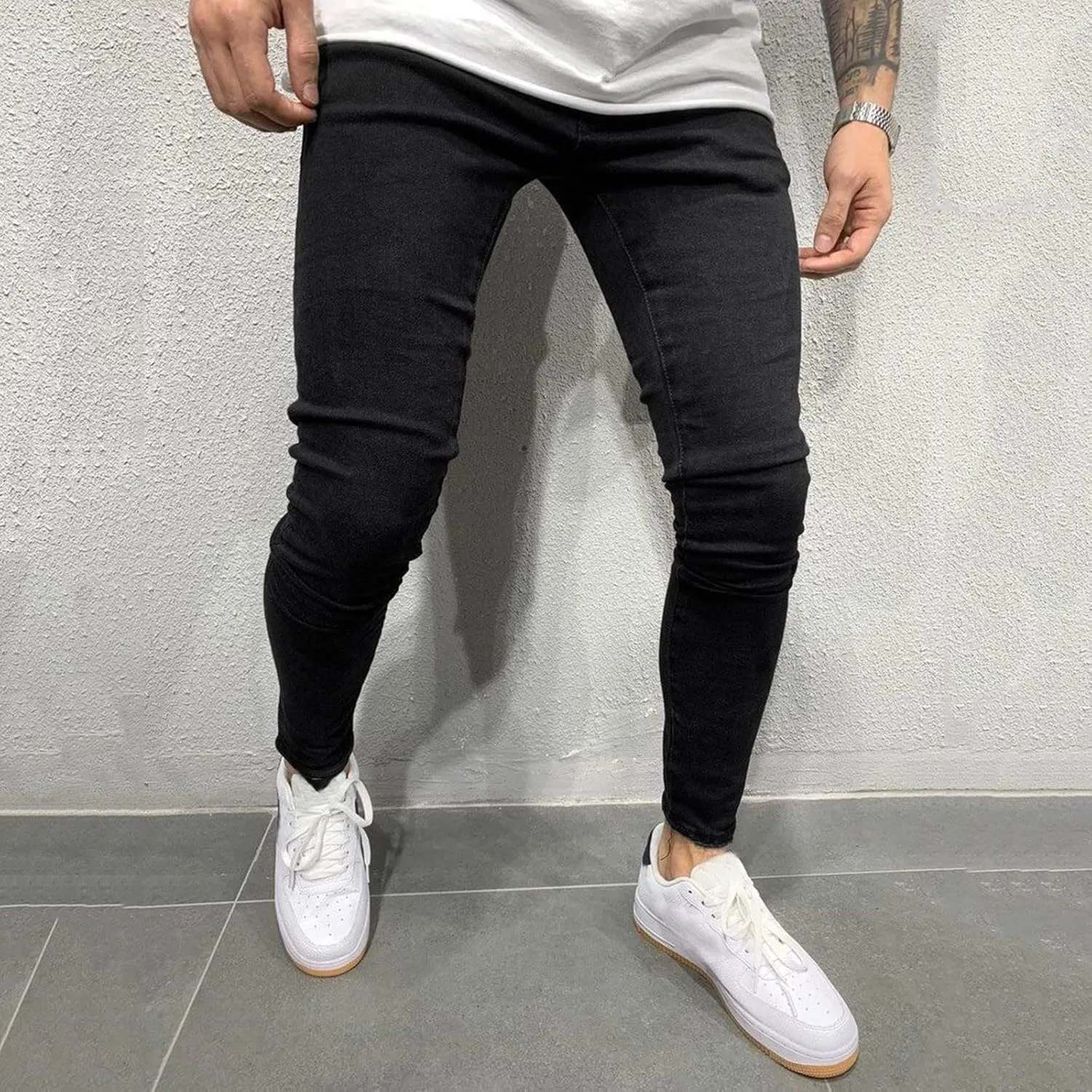Men's Jeans Slim Fit Stretch Jeans Ripped Skinny Jeans for Men, Distressed Straight Leg Fashion Comfort Flex Waist Pants