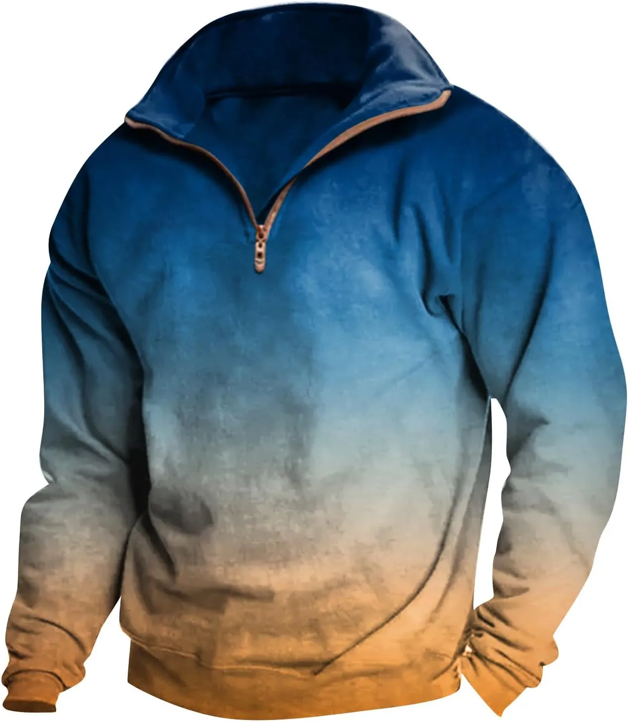 Men's Quarter Zip Casual Comfort Golf Running Sweater Lightweight Soft Pullover Collar Sweatshirt