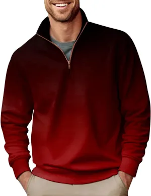Men's Quarter Zip Casual Comfort Golf Running Sweater Lightweight Soft Pullover Collar Sweatshirt