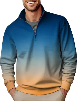 Men's Quarter Zip Casual Comfort Golf Running Sweater Lightweight Soft Pullover Collar Sweatshirt