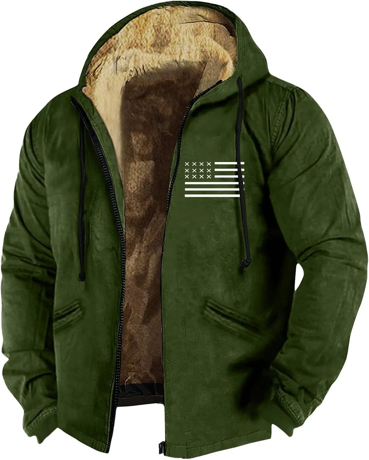 Men's Relaxed Fit Midweight Sherpa-Lined Full-Zip Sweatshirt Fleece Sherpa Lined Winter Wool Heavyweight Sweashirts