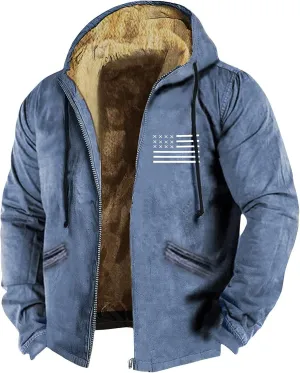 Men's Relaxed Fit Midweight Sherpa-Lined Full-Zip Sweatshirt Fleece Sherpa Lined Winter Wool Heavyweight Sweashirts