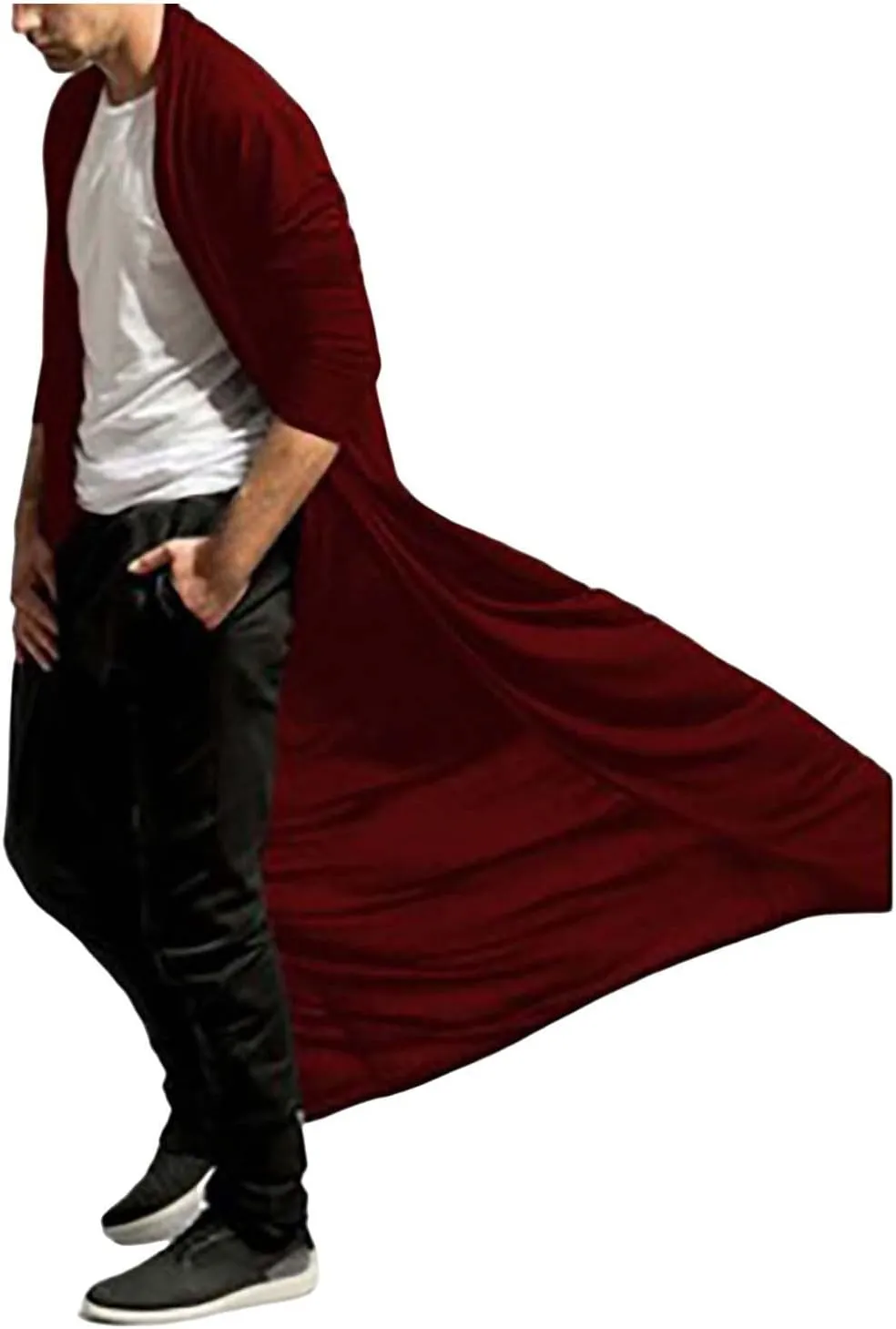 Mens Retro Faux Leather Trench Coat Vintage Long Coats Steampunk Gothic Jacket Overcoat Windbreaker Trench Coat