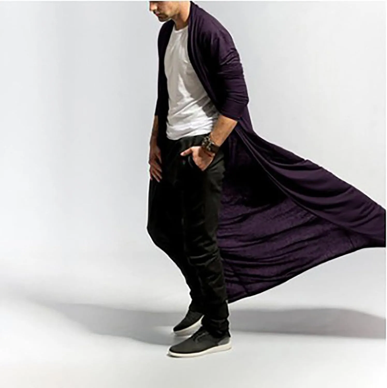 Mens Retro Faux Leather Trench Coat Vintage Long Coats Steampunk Gothic Jacket Overcoat Windbreaker Trench Coat