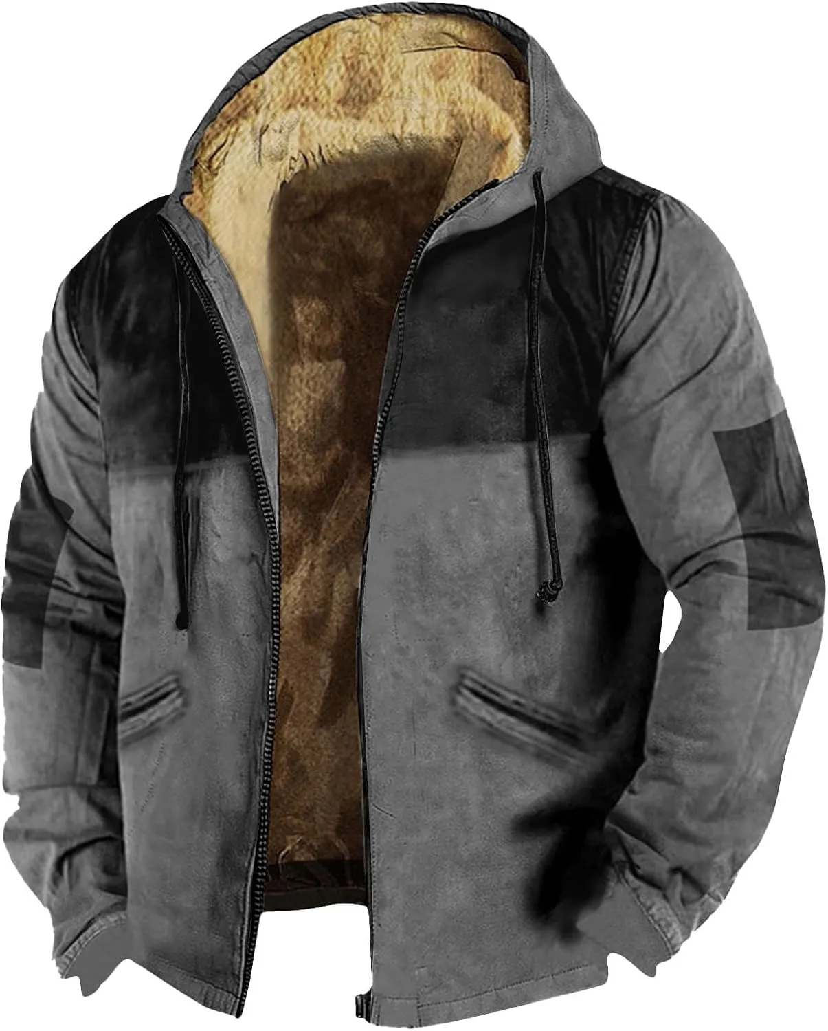 Men's Sherpa Lined Full Zip Fleece Hoodie Heavyweight Fleece Sweatshirt Thick Sherpa Lined Shirts