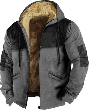 Men's Sherpa Lined Full Zip Fleece Hoodie Heavyweight Fleece Sweatshirt Thick Sherpa Lined Shirts